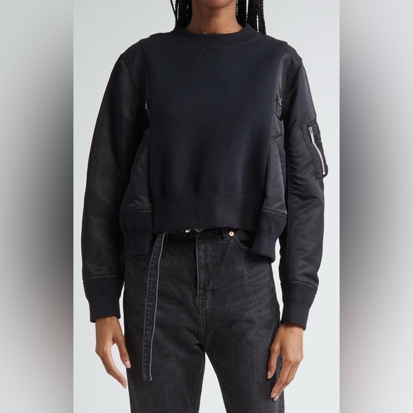 Sacai Sponge Paneled Sweatshirt Black Size 2S/M